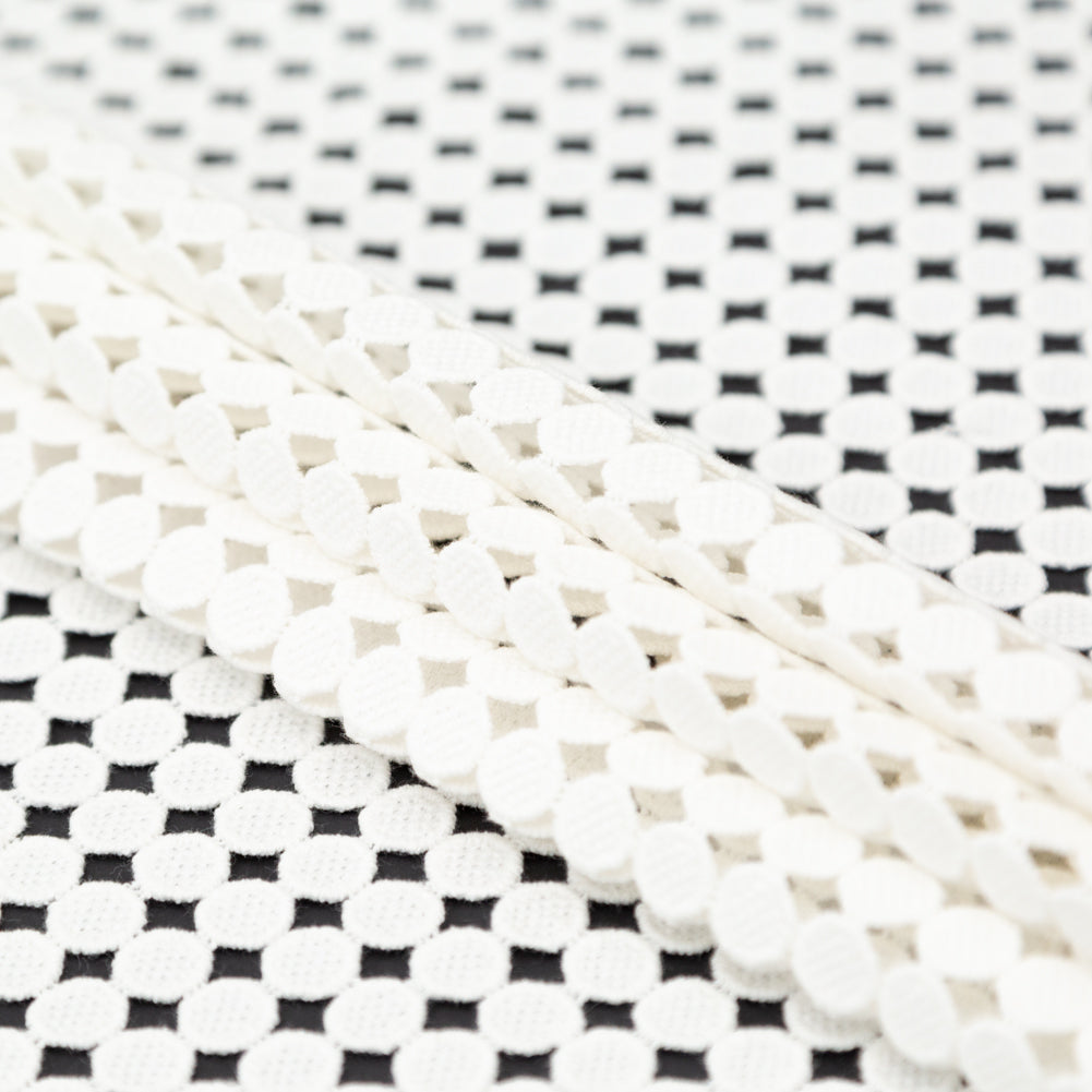 Cotton Guipure Lace - White Geometric Folded Cotton Guipure Lace - White Geometric Folded