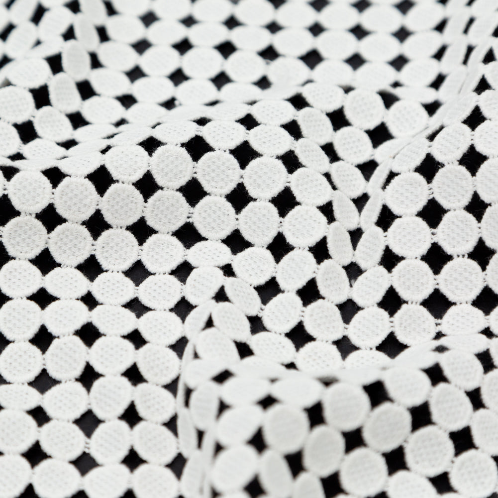 Cotton Guipure Lace - White Geometric Detail Cotton Guipure Lace - White Geometric Detail
