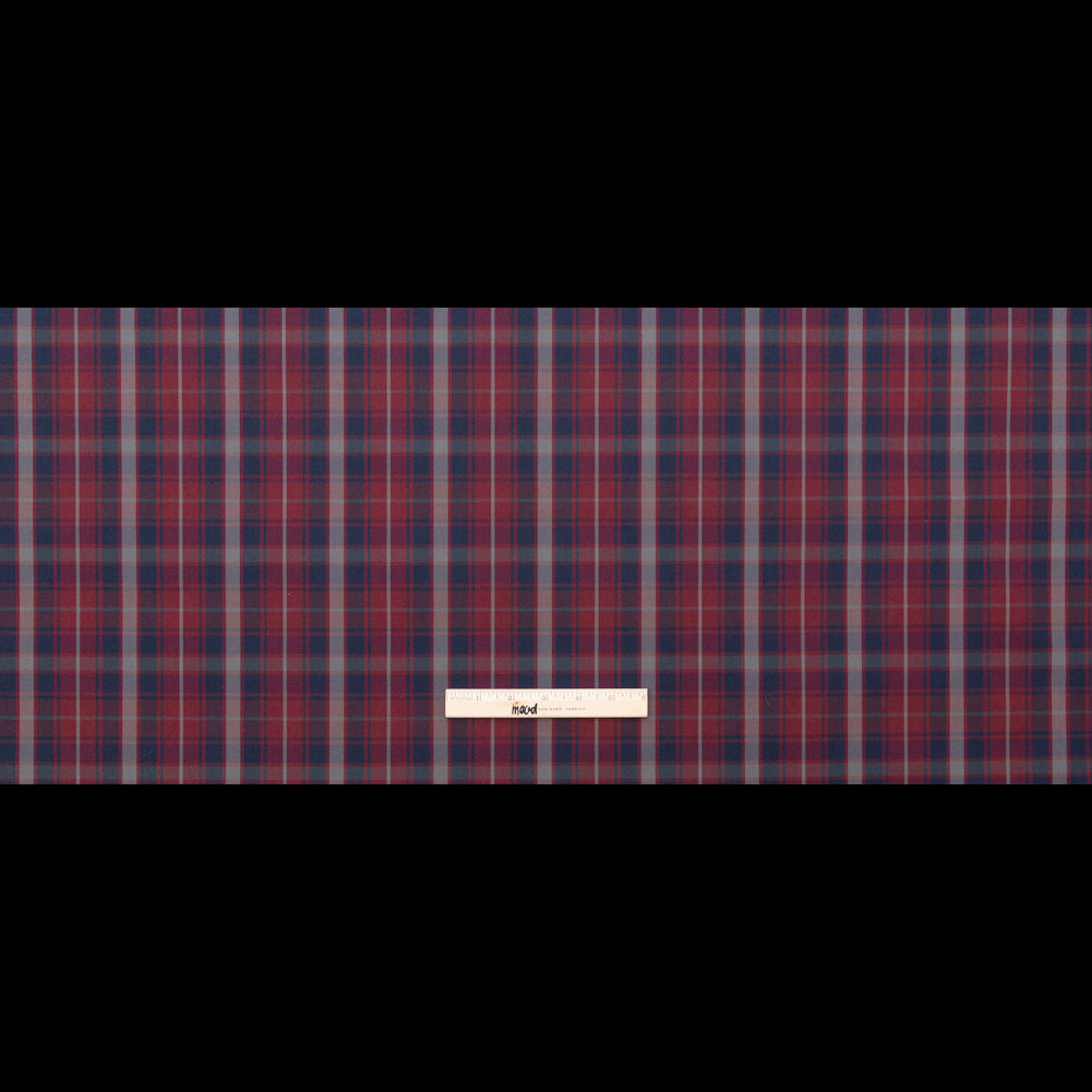 Rag & Bone Red, Navy and Gray Plaid Stretch Cotton Twill Full Rag & Bone Red, Navy and Gray Plaid Stretch Cotton Twill Full