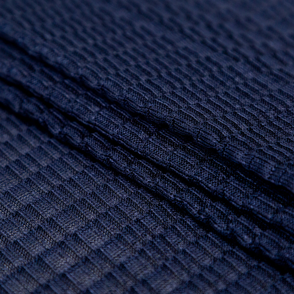 Navy Stretch Polyester Pleated Knit Folded Navy Stretch Polyester Pleated Knit Folded