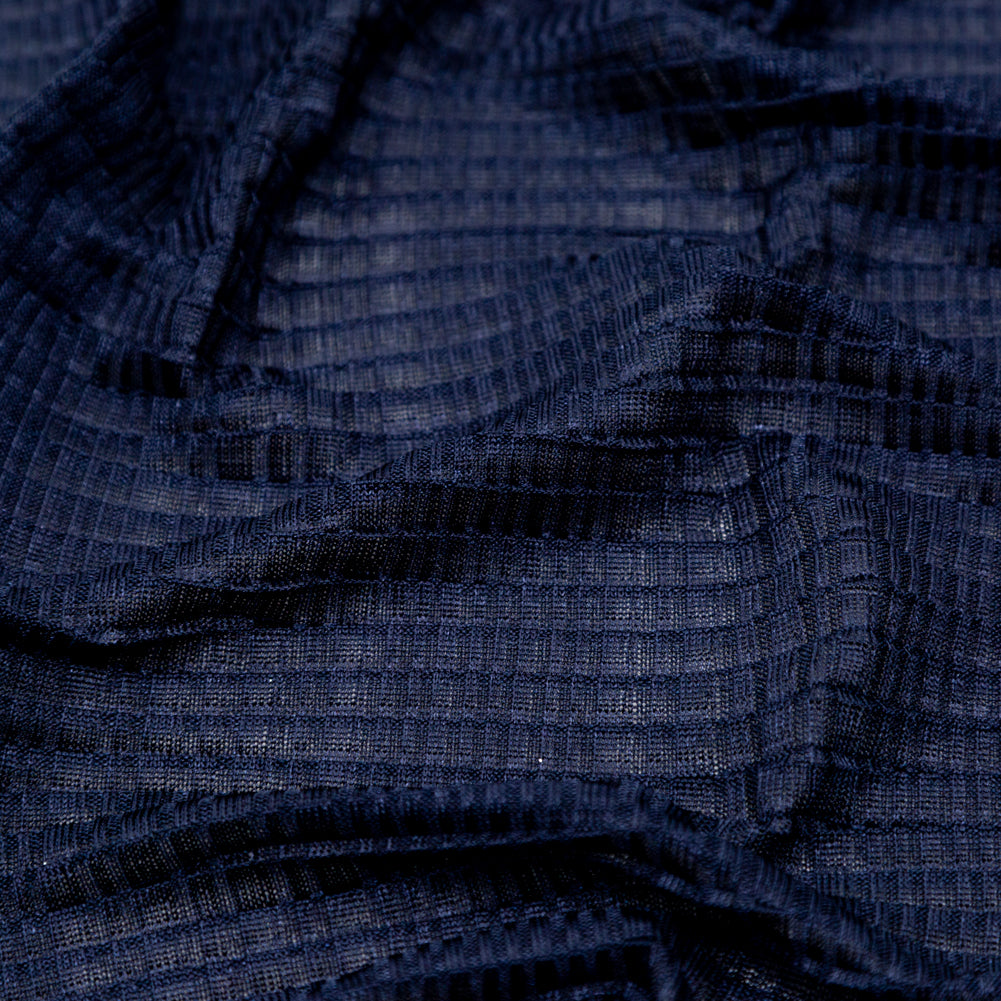 Navy Stretch Polyester Pleated Knit Detail Navy Stretch Polyester Pleated Knit Detail