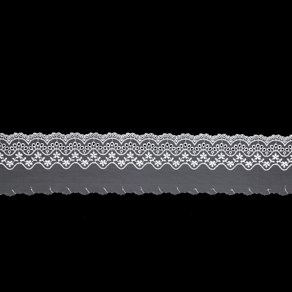 European White Embroidered Eyelet Lace Trim - 3.375" European White Embroidered Eyelet Lace Trim - 3.375"