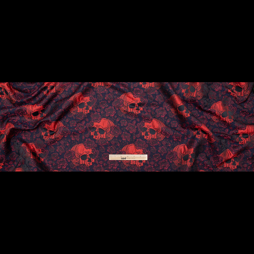 Red and Midnight Blue Skull Brocade Folded Red and Midnight Blue Skull Brocade Folded