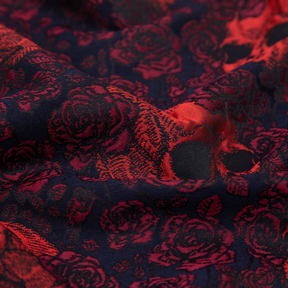 Red and Midnight Blue Skull Brocade Full Red and Midnight Blue Skull Brocade Full