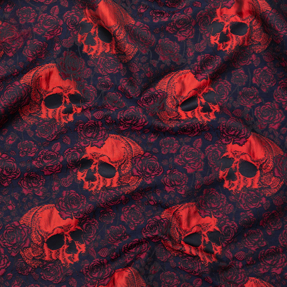 Red and Midnight Blue Skull Brocade Red and Midnight Blue Skull Brocade