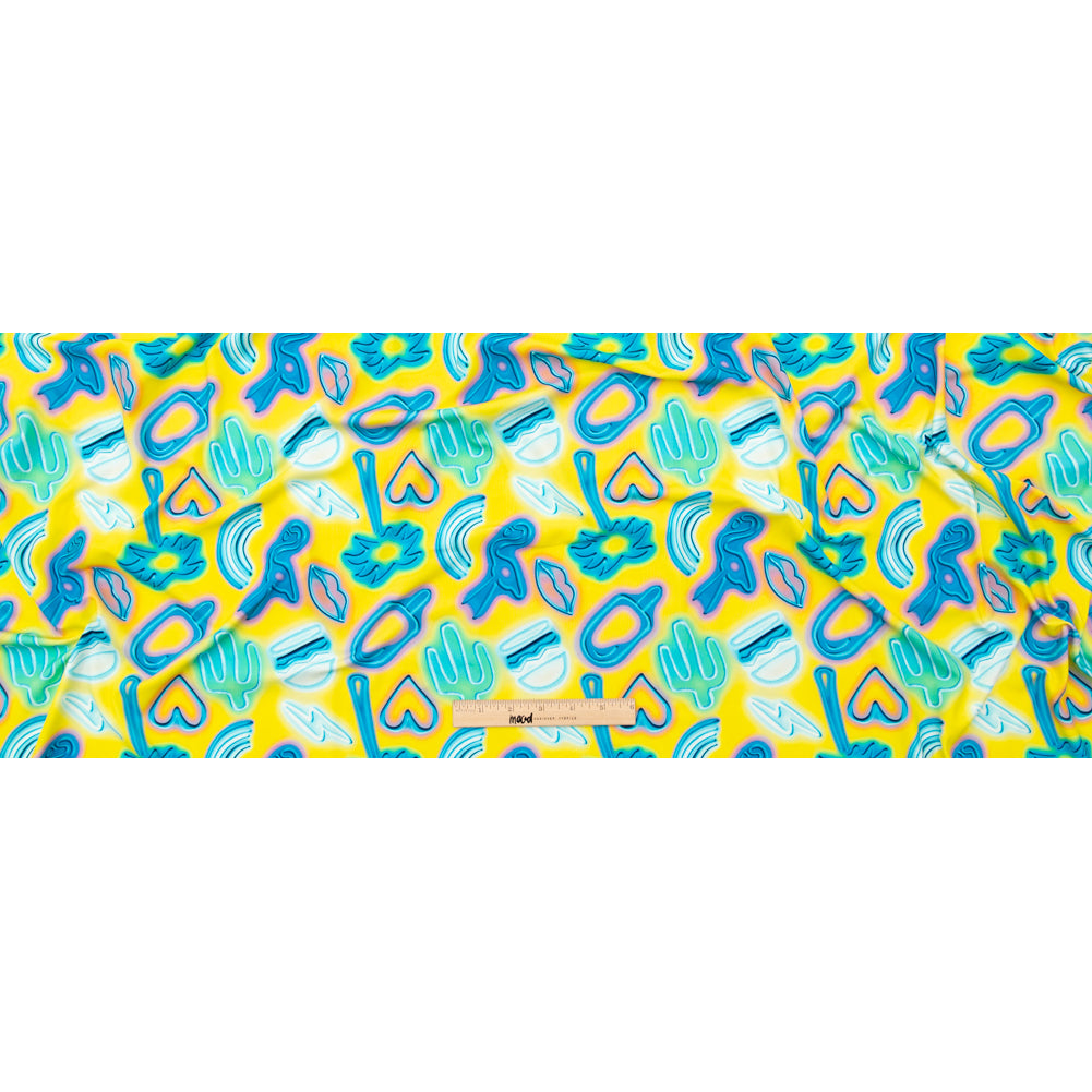 Compression Swimwear Tricot, UV Protective with Aloe Vera Microcapsules - Blue and Yellow Emojis - Caye Collection Full Compression Swimwear Tricot, UV Protective with Aloe Vera Microcapsules - Blue and Yellow Emojis - Caye Collection Full