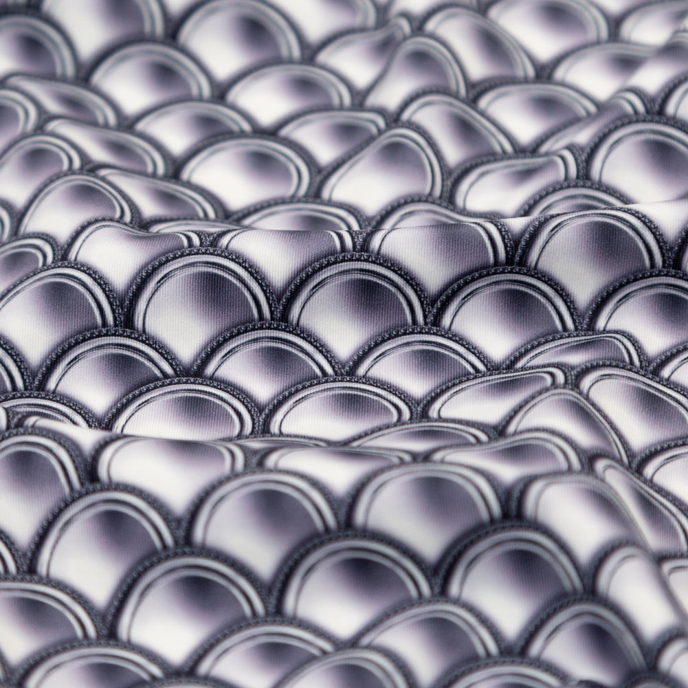 Compression Swimwear Tricot, UV Protective with Aloe Vera Microcapsules - Silver Coins - Caye Collection Detail Compression Swimwear Tricot, UV Protective with Aloe Vera Microcapsules - Silver Coins - Caye Collection Detail