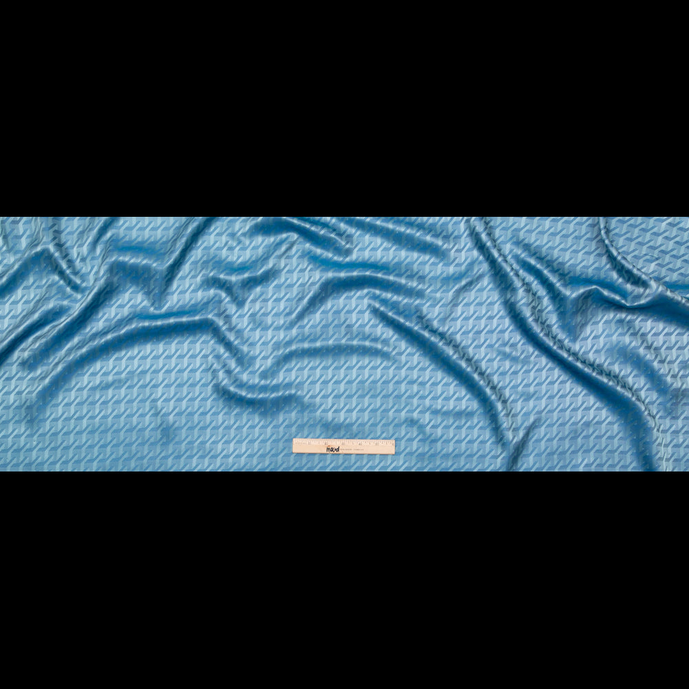 Geometric Jacquard Lining - Light Blue and Royal Blue Folded Geometric Jacquard Lining - Light Blue and Royal Blue Folded