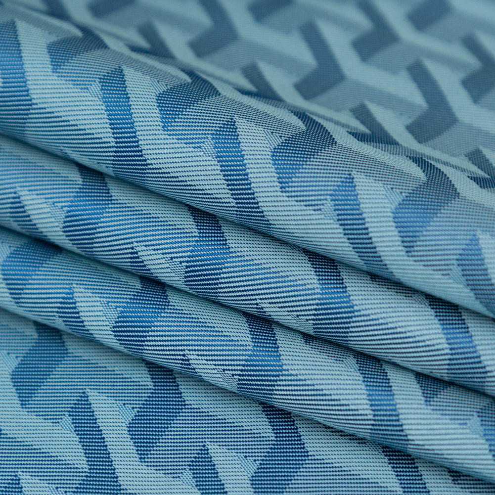 Geometric Jacquard Lining - Light Blue and Royal Blue Detail Geometric Jacquard Lining - Light Blue and Royal Blue Detail