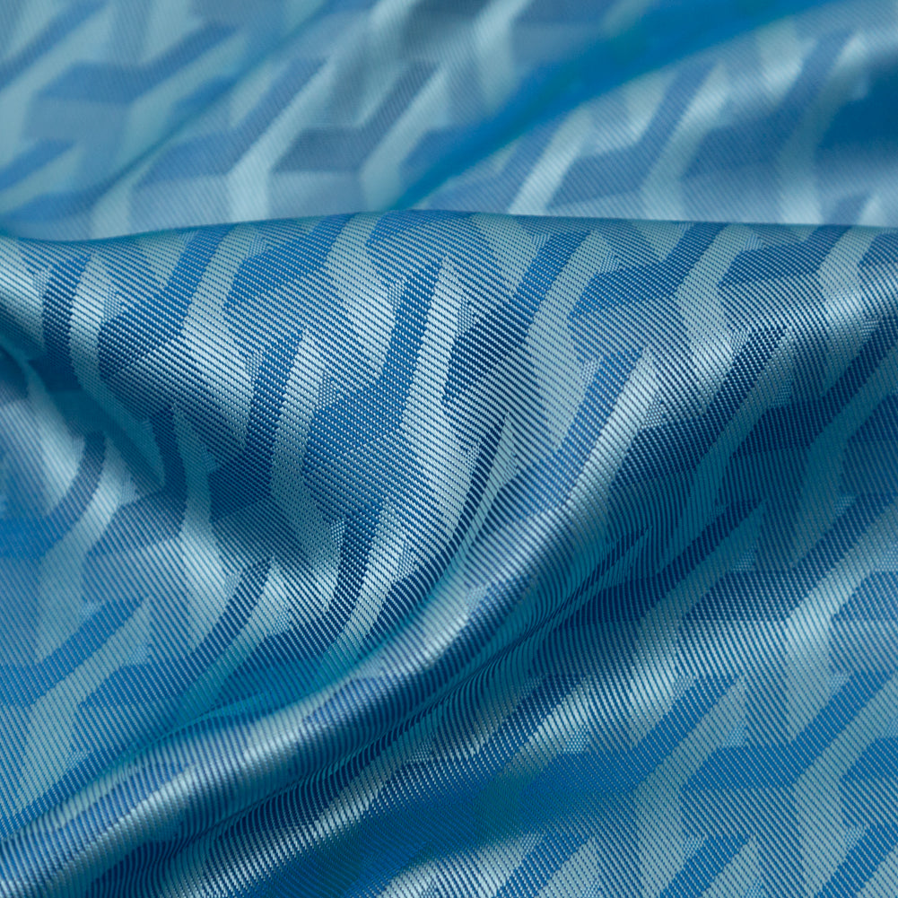Geometric Jacquard Lining - Light Blue and Royal Blue Full Geometric Jacquard Lining - Light Blue and Royal Blue Full