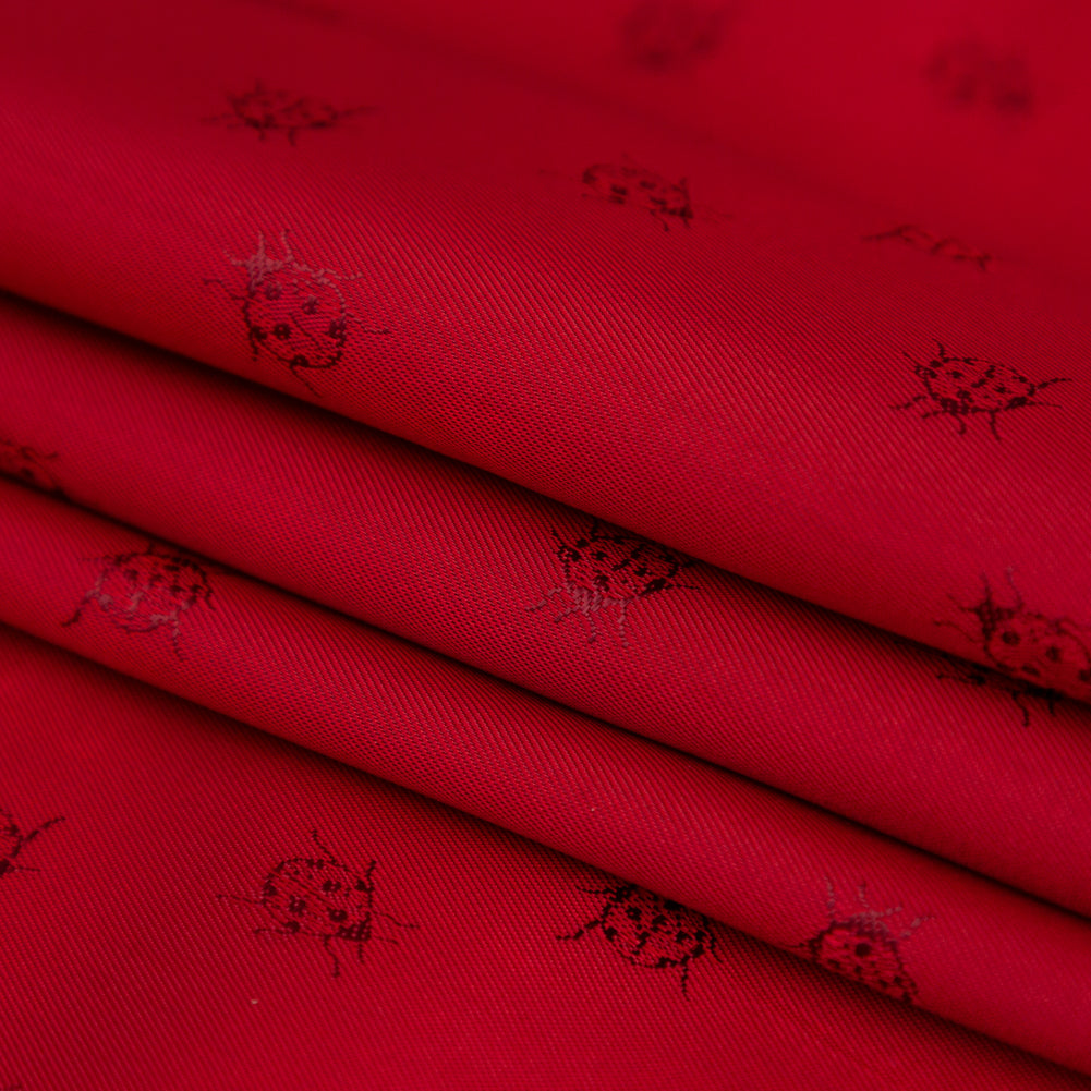 Italian Red Bi-Color Ladybug Jacquard Lining Detail Italian Red Bi-Color Ladybug Jacquard Lining Detail