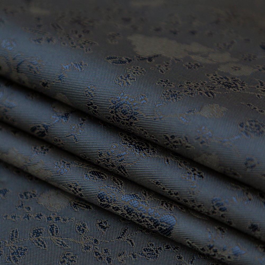 Military Green and Blue Sea Bi-Color Floral Jacquard Lining Detail Military Green and Blue Sea Bi-Color Floral Jacquard Lining Detail