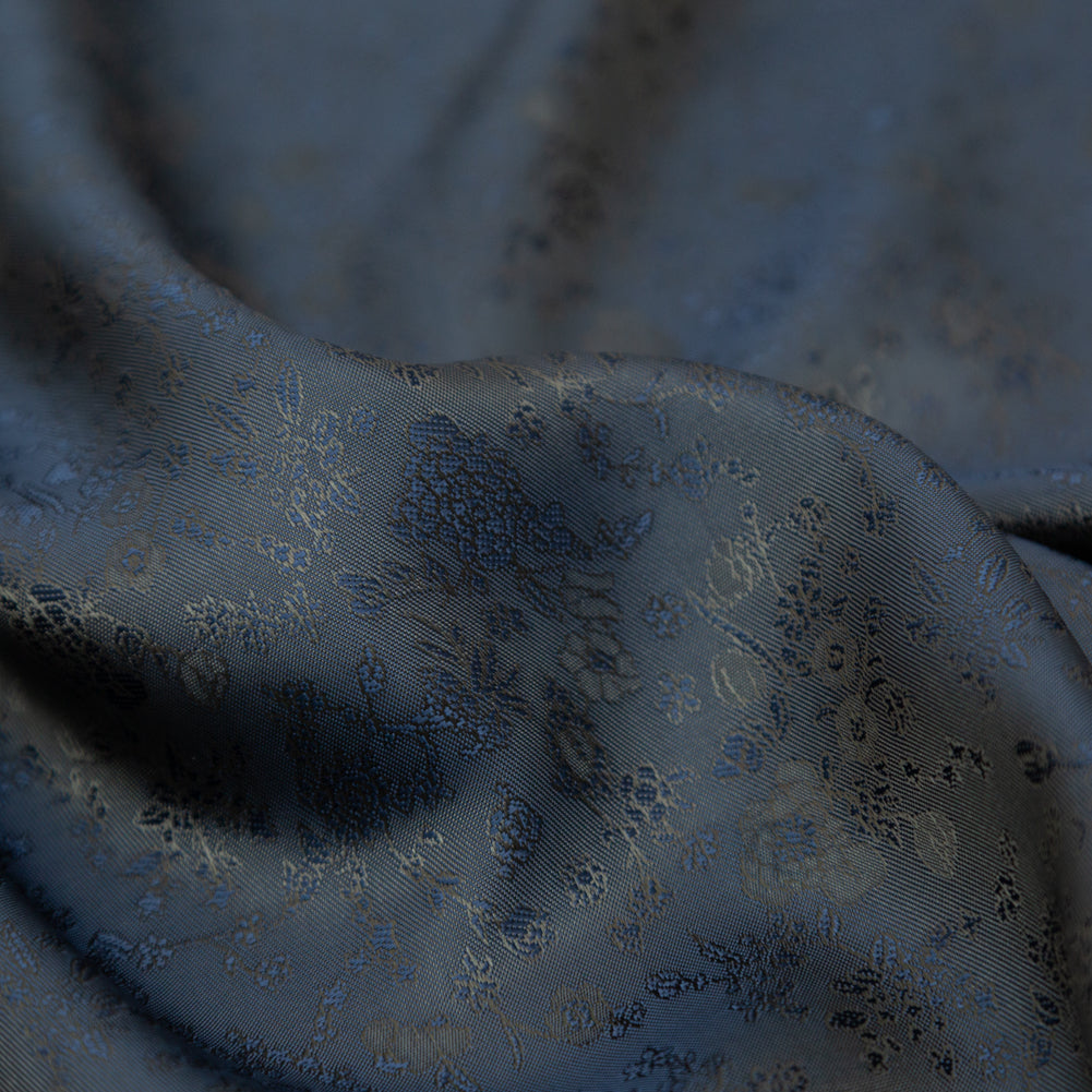 Military Green and Blue Sea Bi-Color Floral Jacquard Lining Full Military Green and Blue Sea Bi-Color Floral Jacquard Lining Full