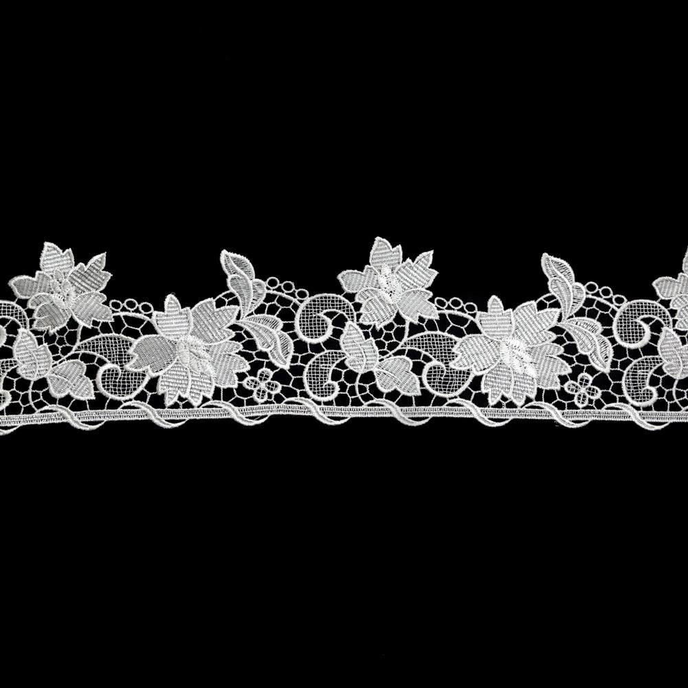 European White Floral Guipure Lace Trim - 4.75" European White Floral Guipure Lace Trim - 4.75"