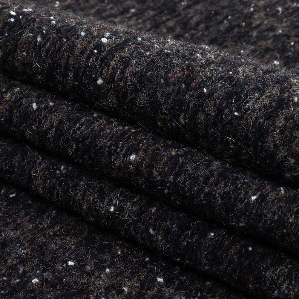 Italian Navy, Gray and White Speckled and Striated Fuzzy Blended Wool Sweater Knit Folded Italian Navy, Gray and White Speckled and Striated Fuzzy Blended Wool Sweater Knit Folded