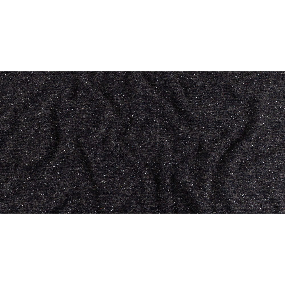 Italian Navy, Gray and White Speckled and Striated Fuzzy Blended Wool Sweater Knit Full Italian Navy, Gray and White Speckled and Striated Fuzzy Blended Wool Sweater Knit Full