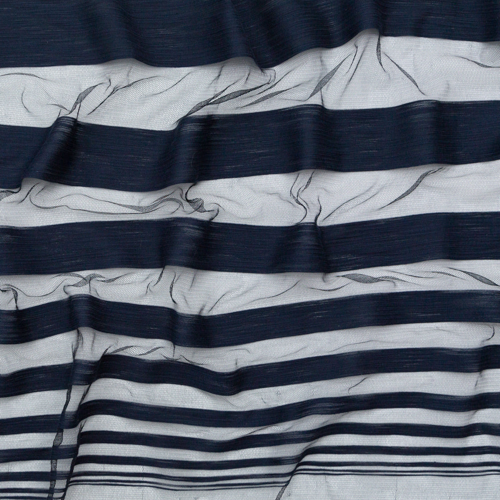 Italian Navy Netting with Woven Stripes Italian Navy Netting with Woven Stripes