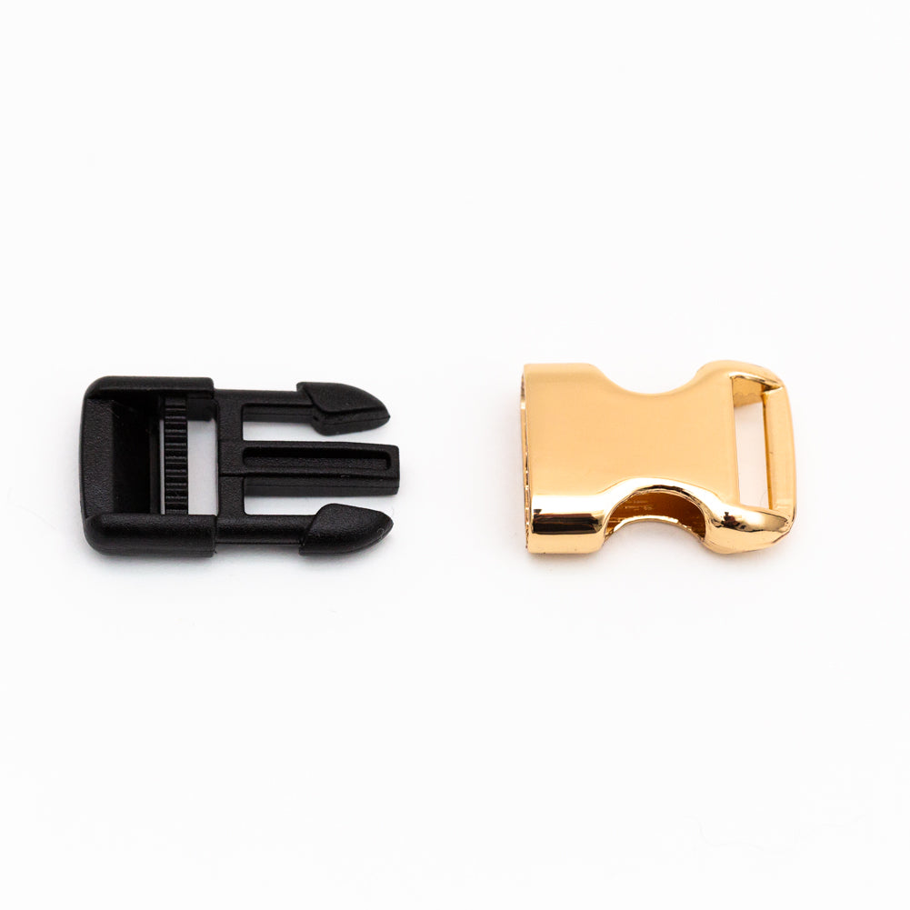 Italian Gold Metal and Black Plastic Side Release Buckle - 0.5" Italian Gold Metal and Black Plastic Side Release Buckle - 0.5"