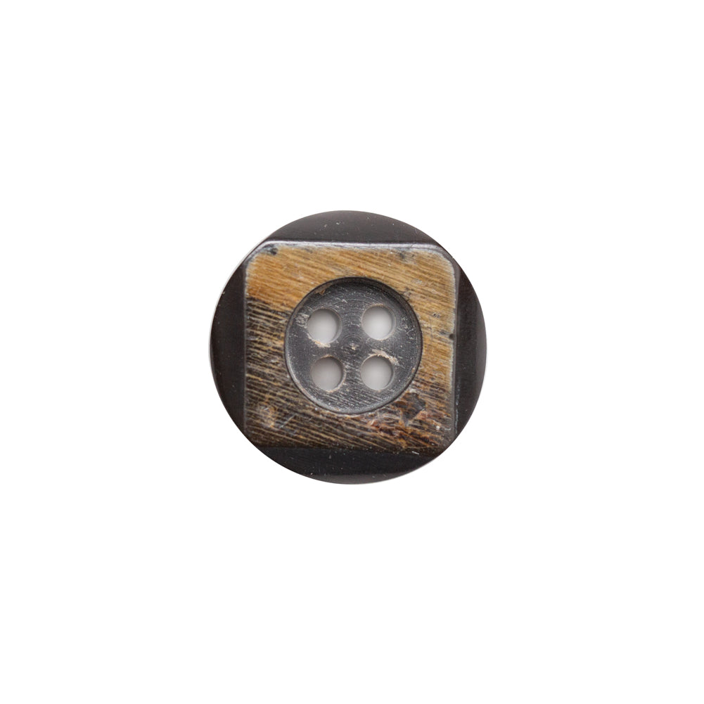 Black and Natural Horn Button - 24L/15mm Detail Black and Natural Horn Button - 24L/15mm Detail