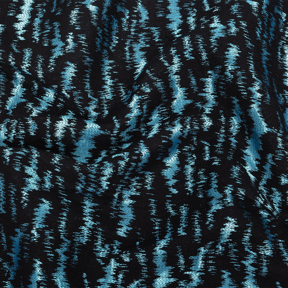 Black and Metallic Light Blue Ikat Brocade Black and Metallic Light Blue Ikat Brocade