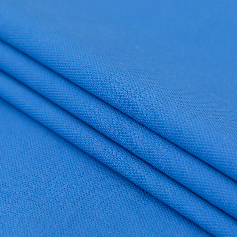 Italian Campanula Blue Stretch Cotton Pique Folded Italian Campanula Blue Stretch Cotton Pique Folded