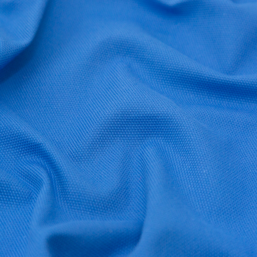 Italian Campanula Blue Stretch Cotton Pique Detail Italian Campanula Blue Stretch Cotton Pique Detail