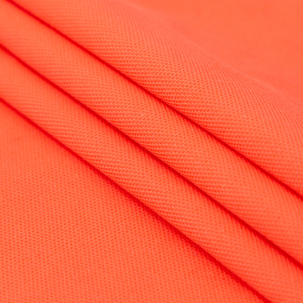 Italian Hot Coral Stretch Cotton Pique Folded Italian Hot Coral Stretch Cotton Pique Folded