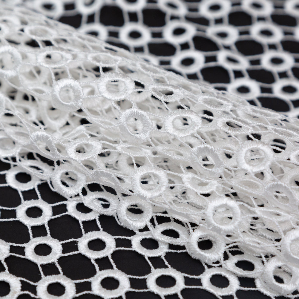 Guipure Lace - Off-White Geometric Circles Folded Guipure Lace - Off-White Geometric Circles Folded