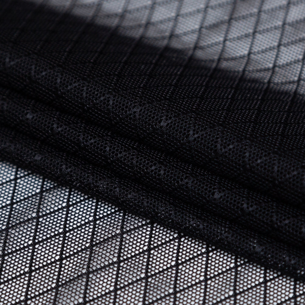 Black Stretch Diamond Mesh Folded Black Stretch Diamond Mesh Folded