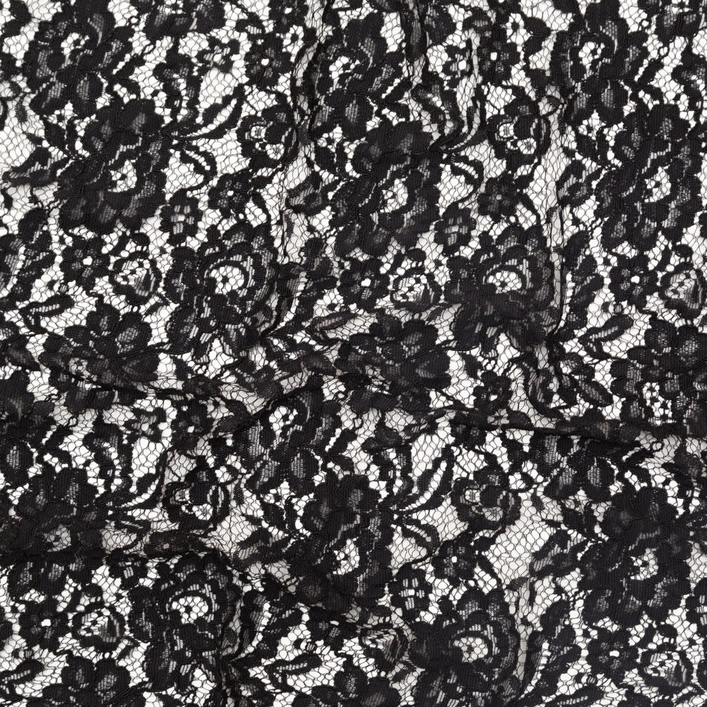 Black Floral Re-Embroidered Dentelle Lace Black Floral Re-Embroidered Dentelle Lace