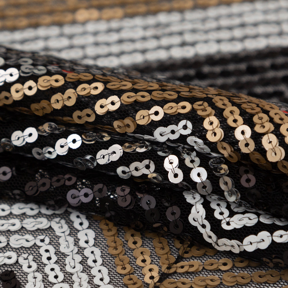 White, Black, Gold and Silver Zig Zag Baby Sequins Detail White, Black, Gold and Silver Zig Zag Baby Sequins Detail