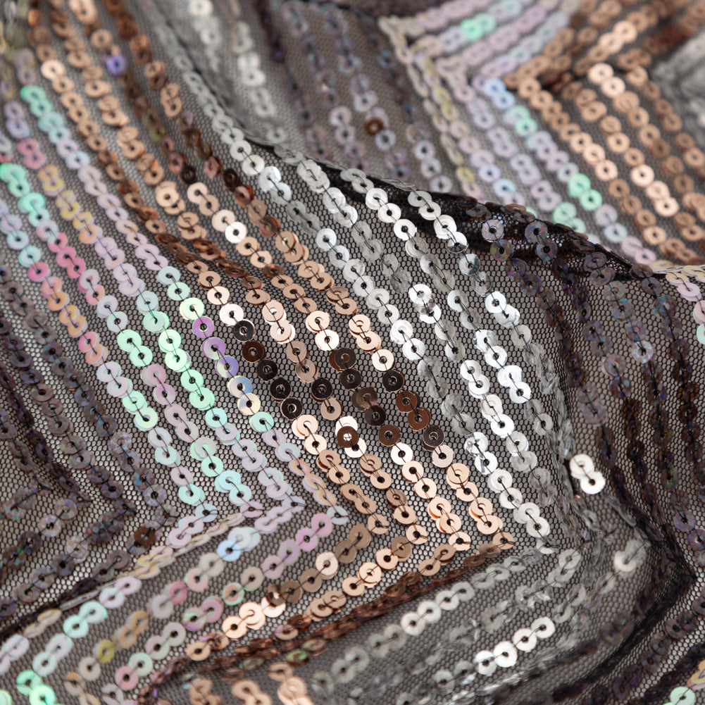 Iridescent Pink, Black, Rose Gold and Silver Zig Zag Baby Sequins Full Iridescent Pink, Black, Rose Gold and Silver Zig Zag Baby Sequins Full
