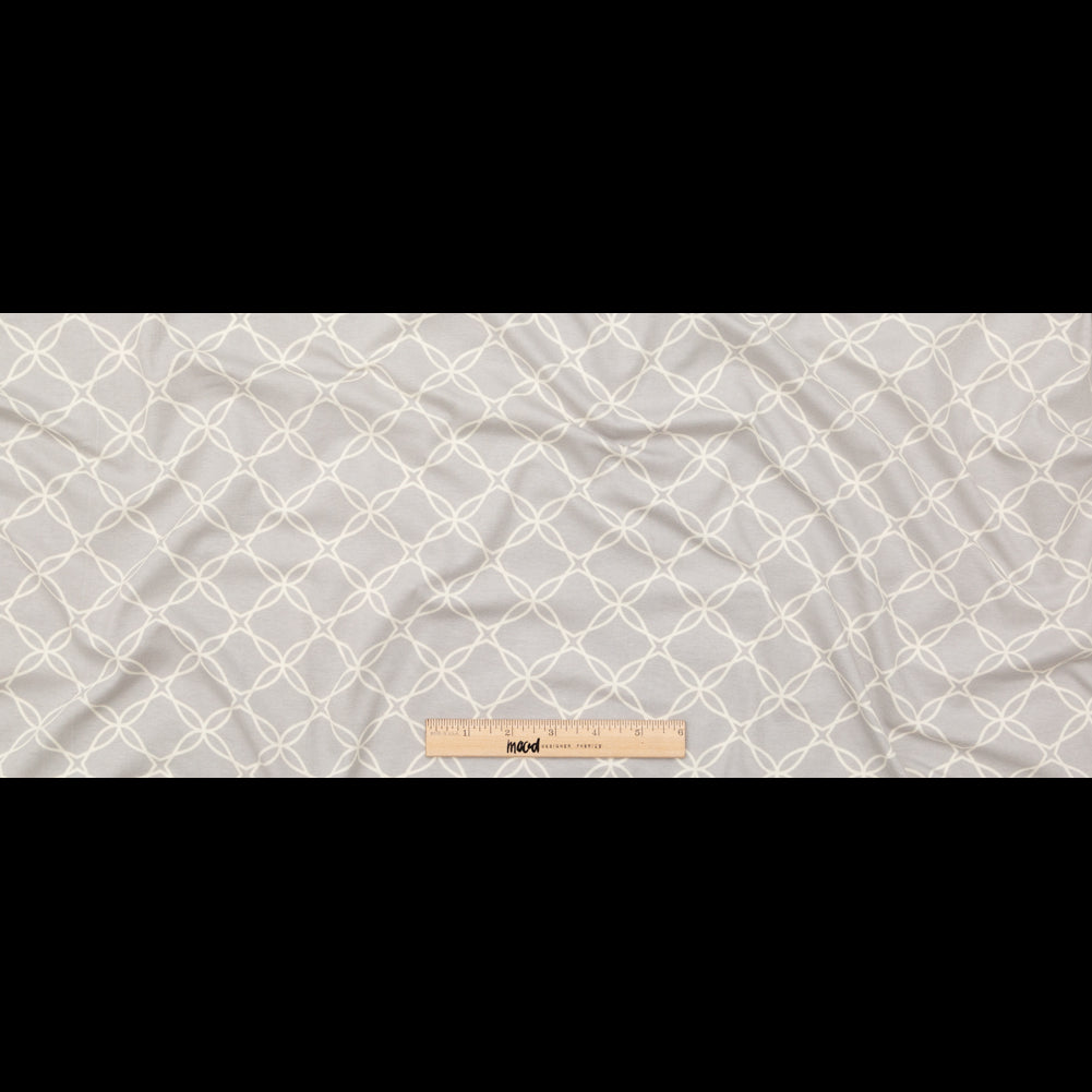 Light Gray and Vanilla Ice Trellis Printed Stretch Cotton Jersey Full Light Gray and Vanilla Ice Trellis Printed Stretch Cotton Jersey Full