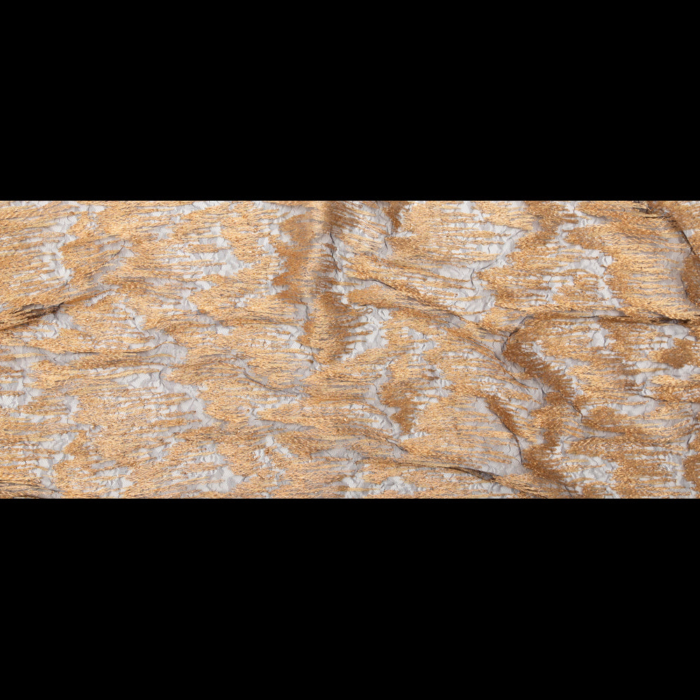 Embroidered Net Lace - Gold Flamestitch on Black Full Embroidered Net Lace - Gold Flamestitch on Black Full