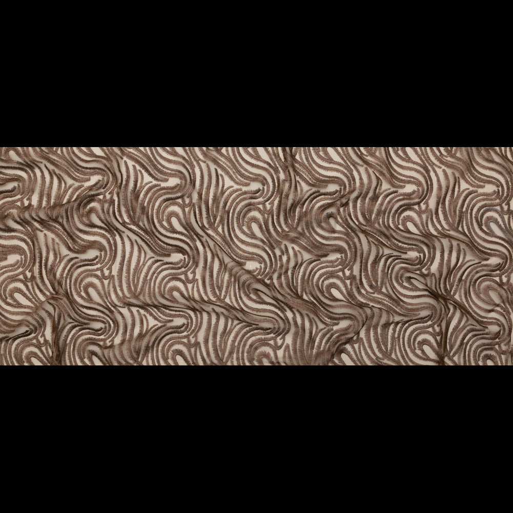 Abstract Embroidered Tulle - Metallic Copper Full Abstract Embroidered Tulle - Metallic Copper Full