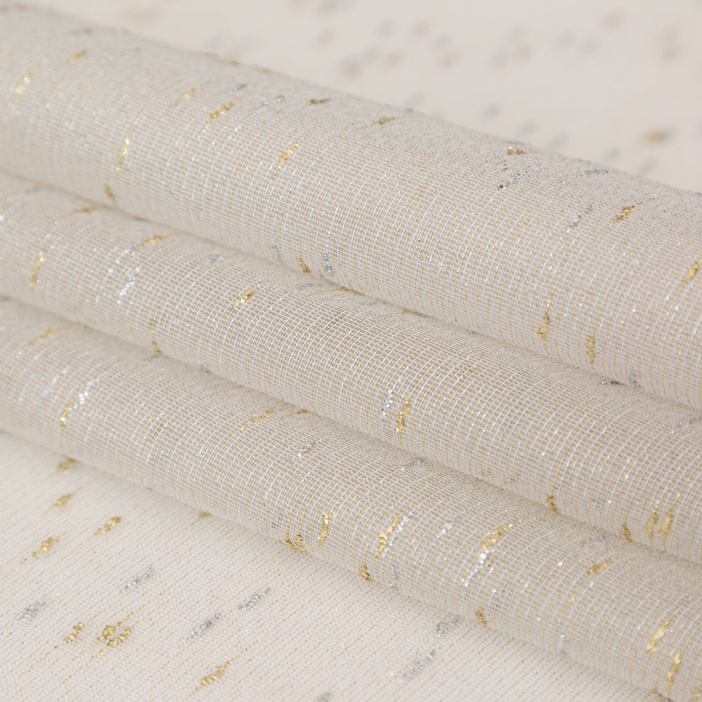 Metallic Gold and Silver Slubbed Scrim Detail Metallic Gold and Silver Slubbed Scrim Detail