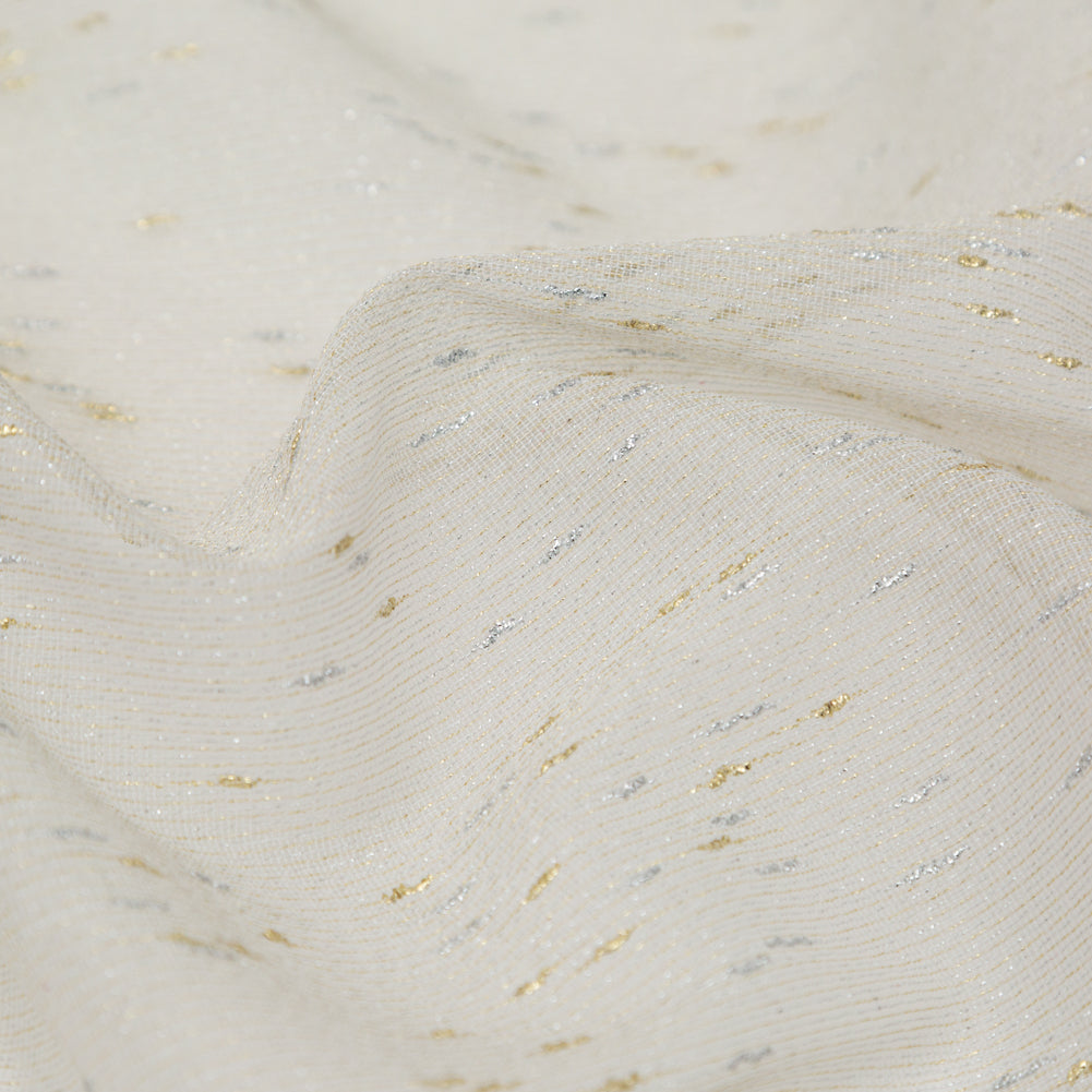 Metallic Gold and Silver Slubbed Scrim Full Metallic Gold and Silver Slubbed Scrim Full