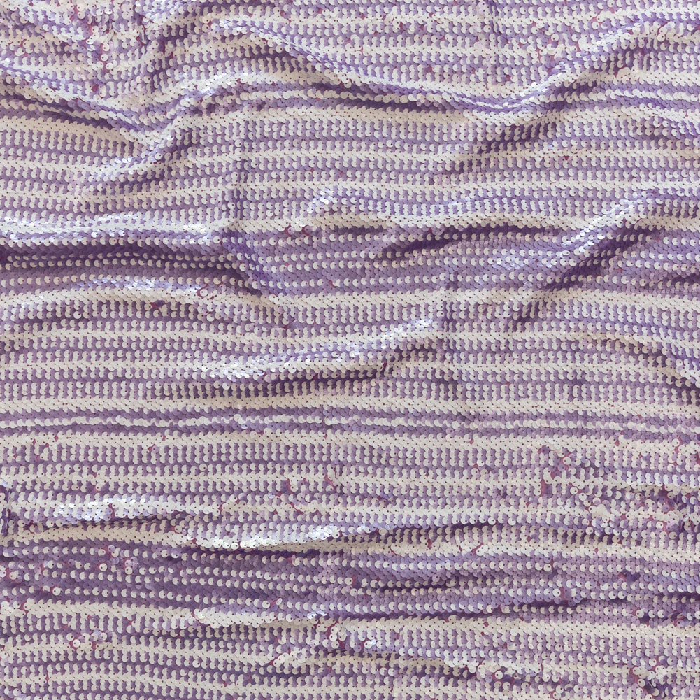 Mesh with Shell Sequins - Fuchsia Pink and White Stripes on Iris Orchid Mesh with Shell Sequins - Fuchsia Pink and White Stripes on Iris Orchid