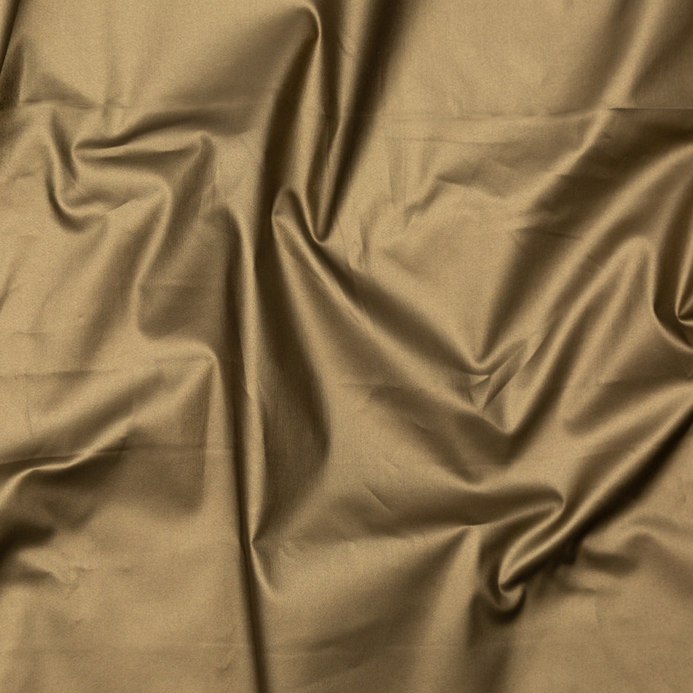 Italian Army Green Stretch Cotton Twill with a Metallic Antique Gold Laminate Italian Army Green Stretch Cotton Twill with a Metallic Antique Gold Laminate