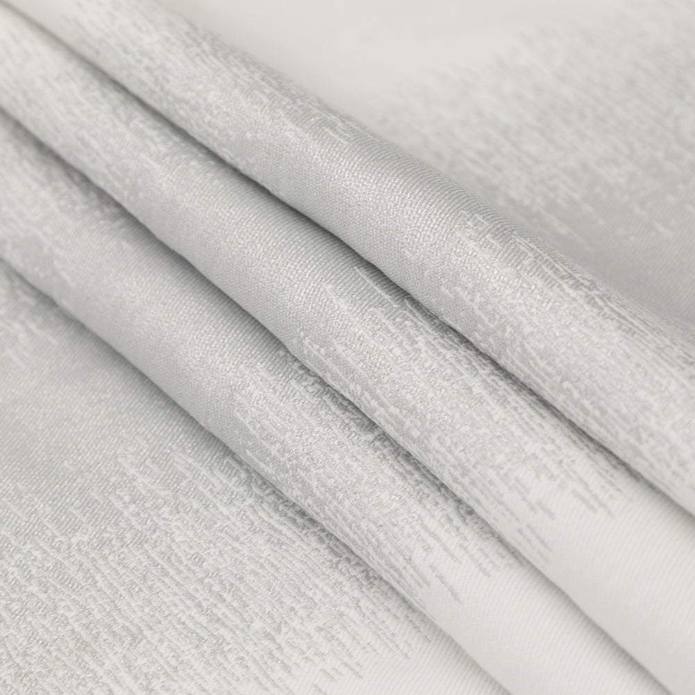 Italian Metallic Silver and White Abstract Cotton Jacquard Folded Italian Metallic Silver and White Abstract Cotton Jacquard Folded
