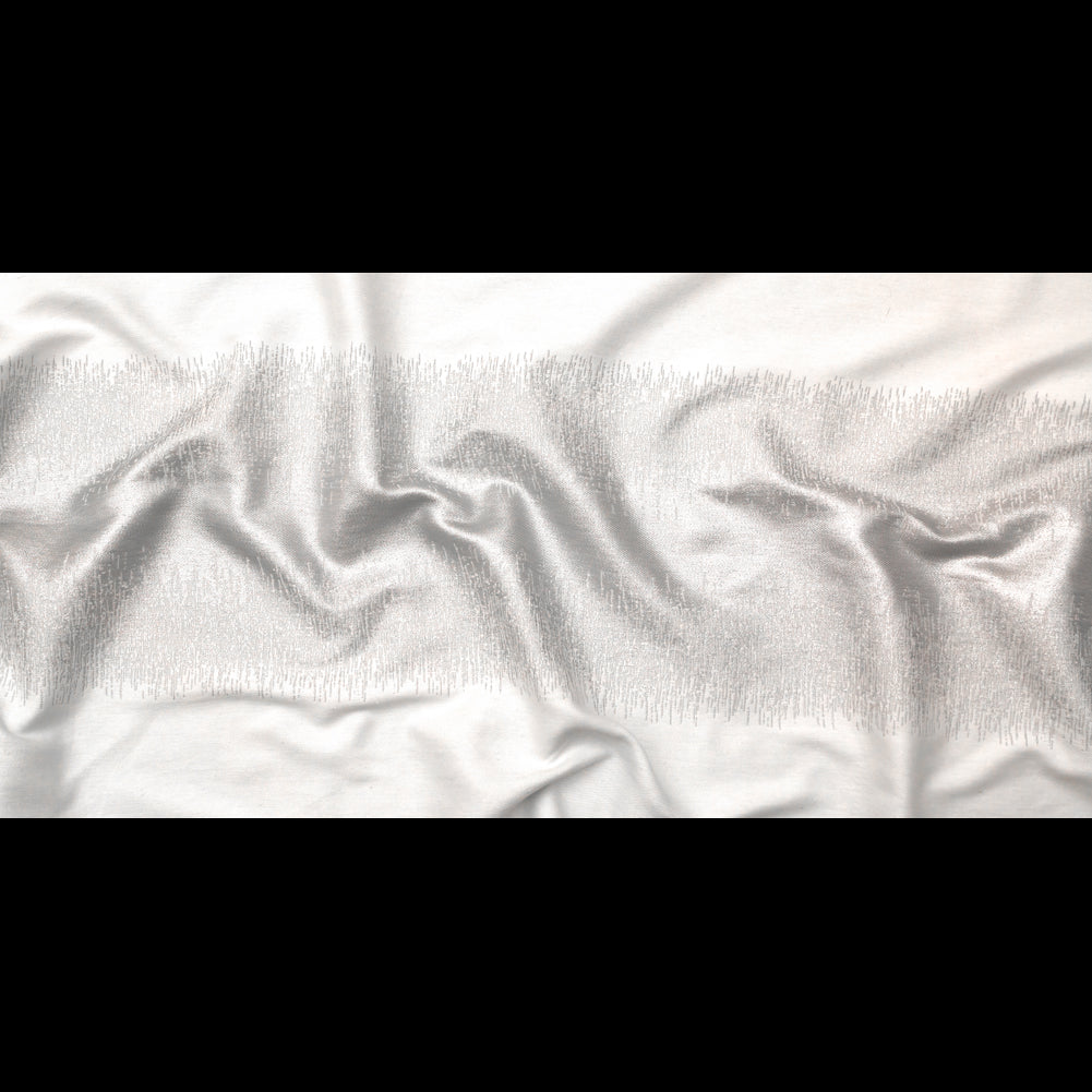 Italian Metallic Silver and White Abstract Cotton Jacquard Full Italian Metallic Silver and White Abstract Cotton Jacquard Full