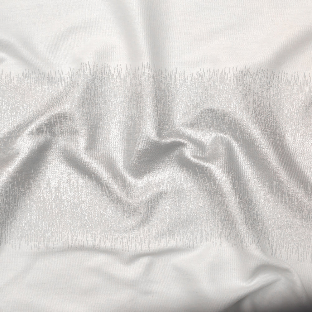 Italian Metallic Silver and White Abstract Cotton Jacquard Italian Metallic Silver and White Abstract Cotton Jacquard