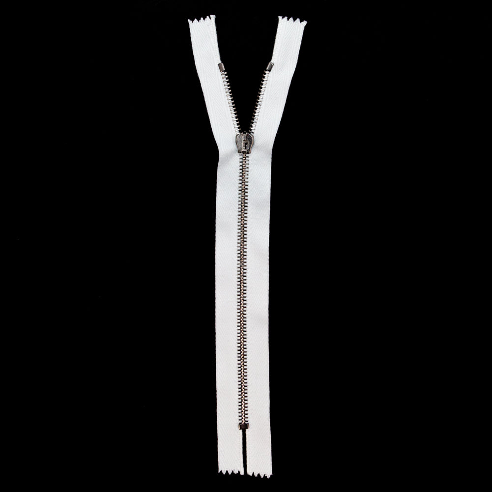 Mood Exclusive Italian Off-White and Gunmetal T5 Closed End Metal Zipper - 9" Full