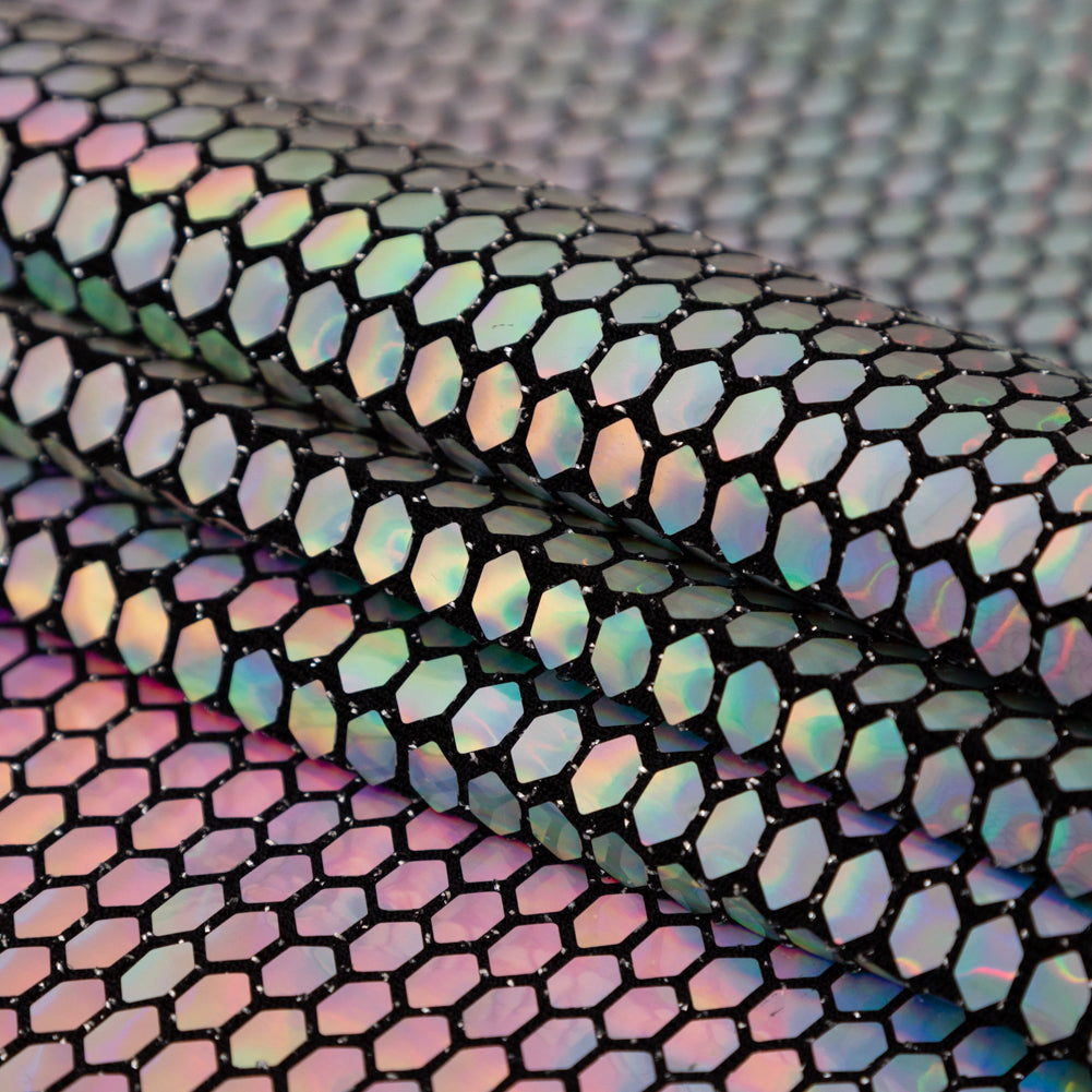 Holographic Geometric Reflective Stretch Knit Detail Holographic Geometric Reflective Stretch Knit Detail