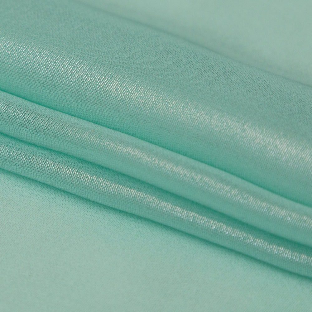 Metallic Mint Liquid Sheen Polyester Chiffon Detail Metallic Mint Liquid Sheen Polyester Chiffon Detail