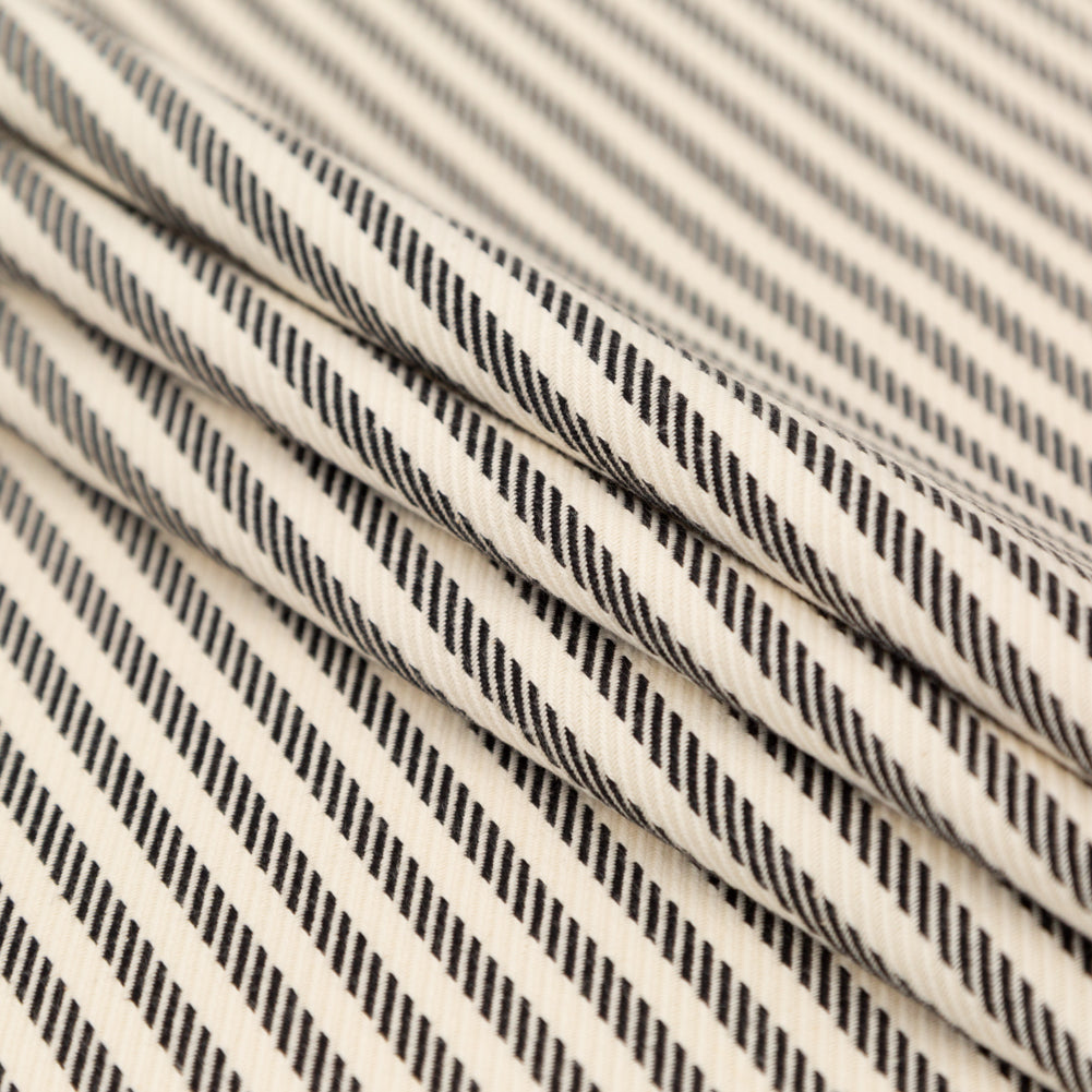 Ivory and Black Stretch Heavy Cotton Twill Folded Ivory and Black Stretch Heavy Cotton Twill Folded
