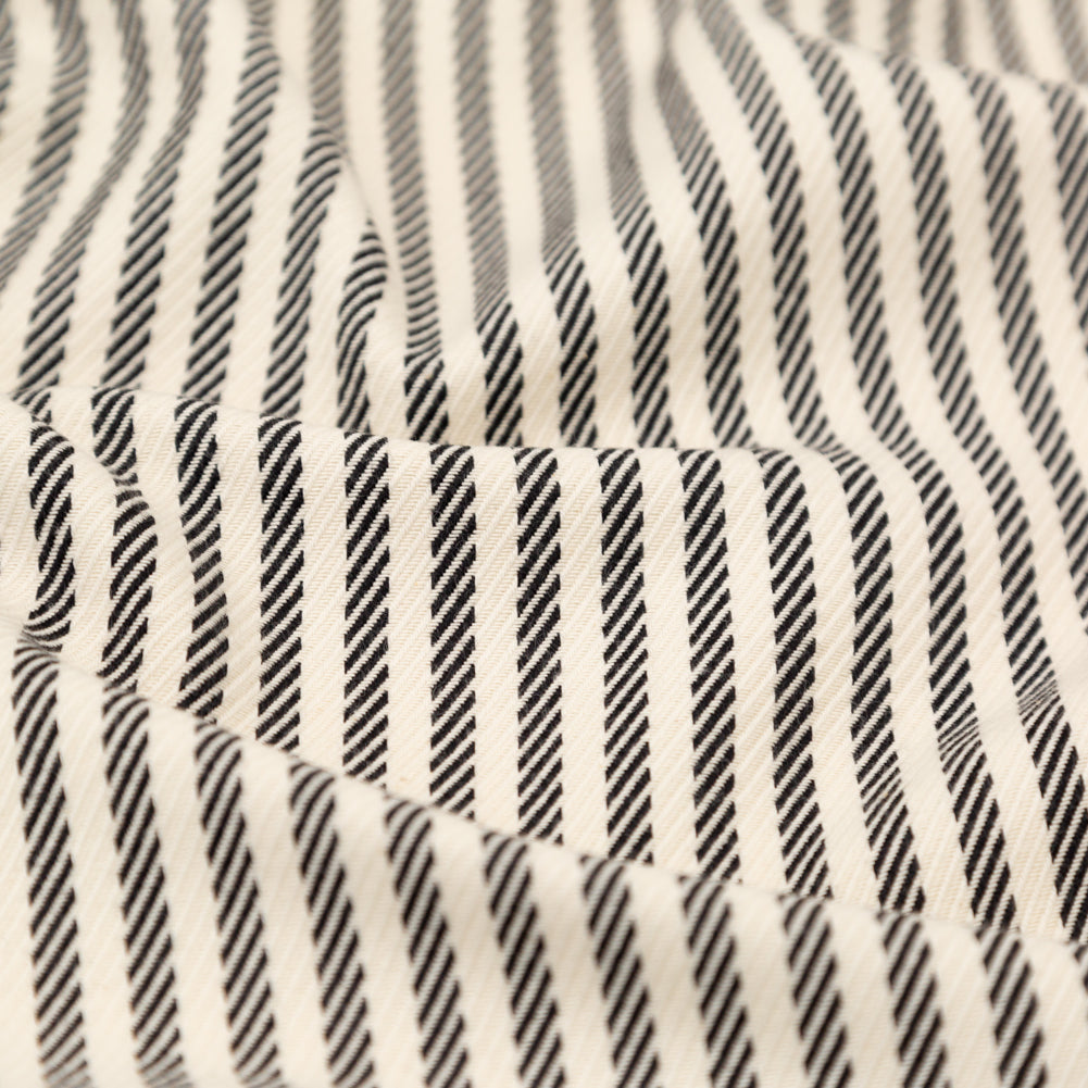 Ivory and Black Stretch Heavy Cotton Twill Detail Ivory and Black Stretch Heavy Cotton Twill Detail
