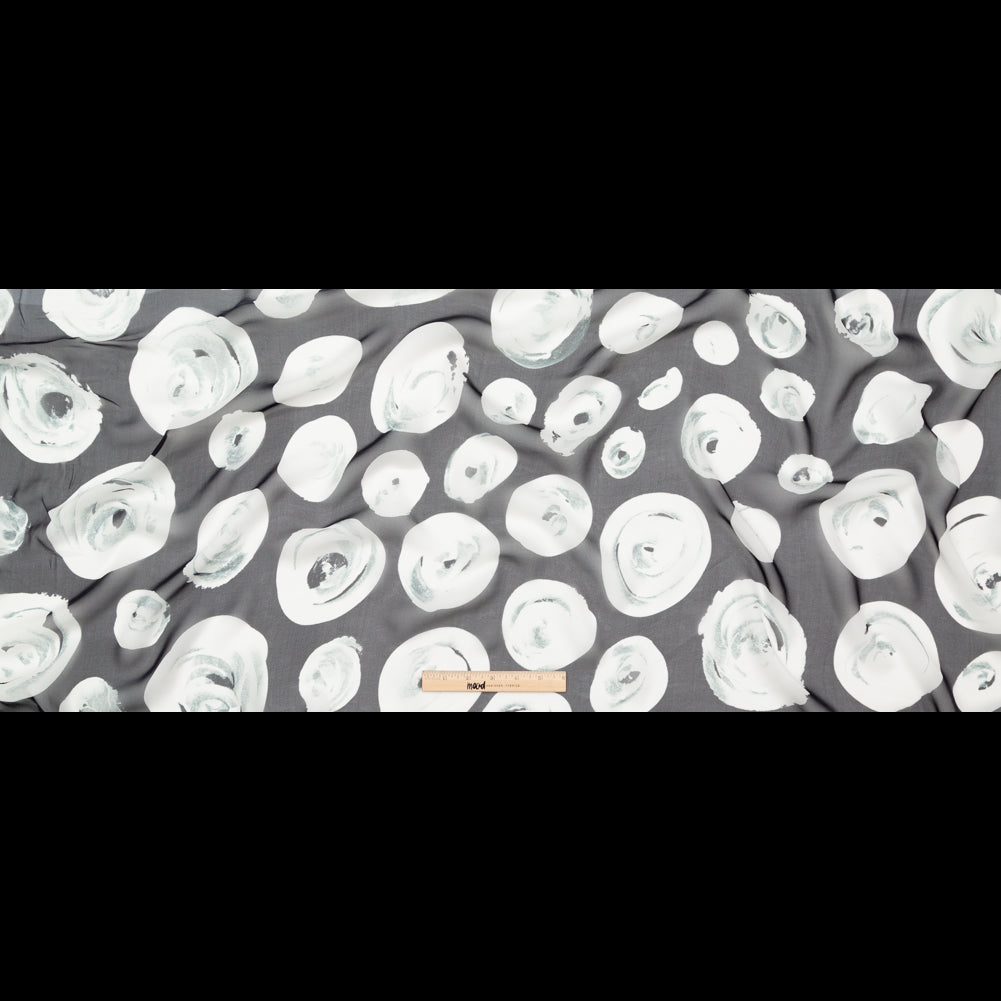 Black and White Rosy Silk Chiffon Full Black and White Rosy Silk Chiffon Full