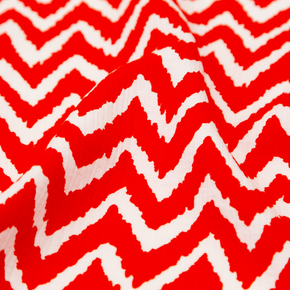 Milly Spicy Orange and White Zig Zag Printed Cotton Dobby Detail Milly Spicy Orange and White Zig Zag Printed Cotton Dobby Detail