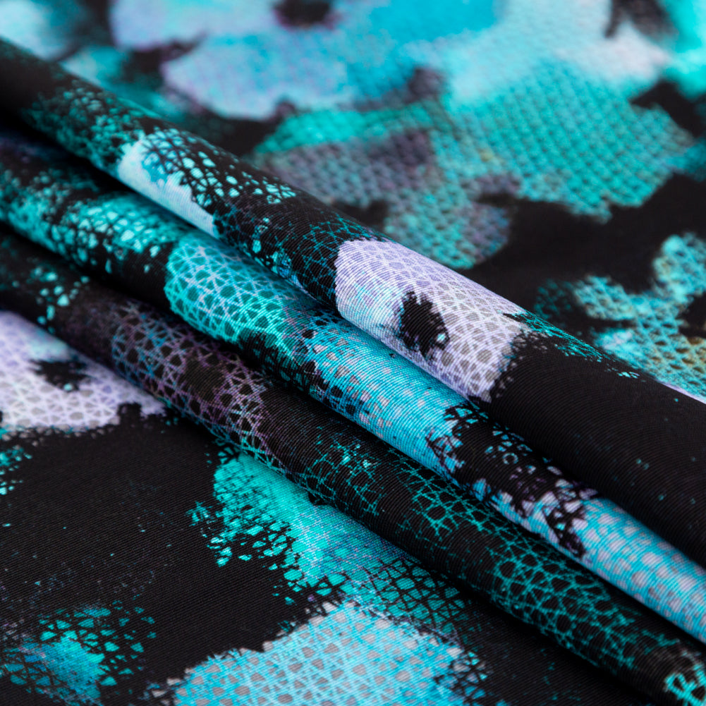 Milly Aqua and Jade Abstract Floral Cotton Faille Folded Milly Aqua and Jade Abstract Floral Cotton Faille Folded